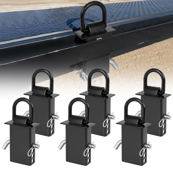 6 Pack Stake Pocket D Ring, Heavy Duty Removable D-Ring Stake Pocket with Hitch Pin, Tie-Down Utility for Trailers and Flatbeds