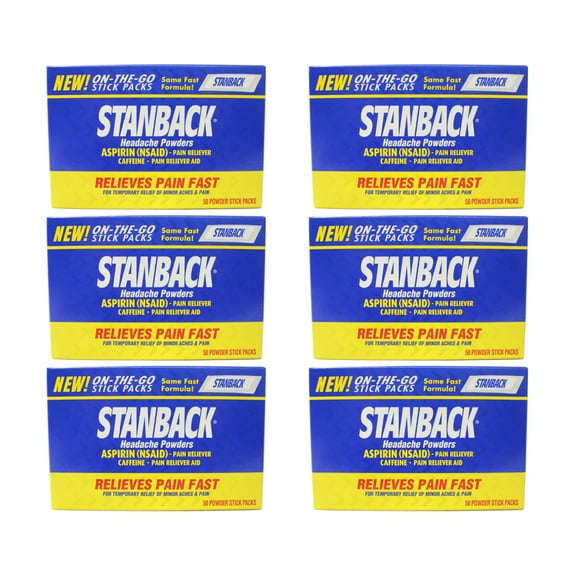 6 Pack Stanback Stick Pack Headache Powders 50 Count Each