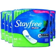 6 Pack - Stayfree Maxi Super Pads Wingless, Absorbs 30% More, Multi-Fluid Absorption, Comfortably Dry for up to 8 Hours, 66 Ct