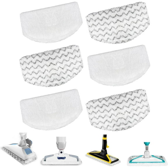 6 Pack  Steam Mop Deluxe Pet Lift-Off Plus Slim Scrubbing Steam Mop Replacement Pad. 1940A 2814 1544A 2075A Power Fresh Steamer Pad Refill Washable