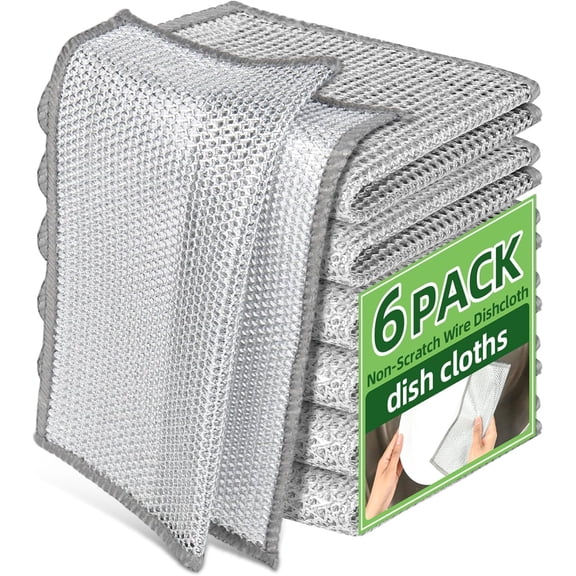 6 Pack Steel Wool Dishwashing Pads - Heavy Duty Scouring Pad for Pots Pans,Kitchen Cleaning Scrubber