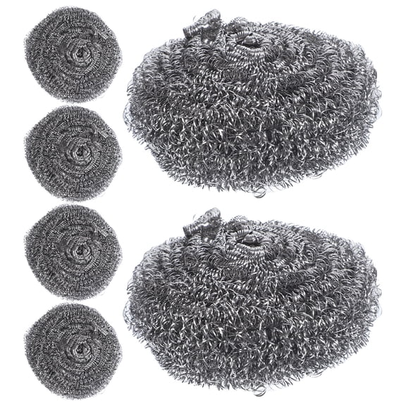 6-Pack Steel Wool Scrubber Pads for Grill, Stone, Dishes, Barbecue Cleaning, Metal Sponge Blocks, Sink Brush Tool