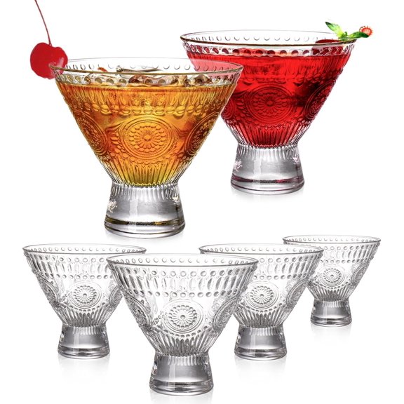 6 Pack Stemless Martini Glasses, Glasses, 8 oz Glass Dessert Bowls, Mini Trifle Bowls, Glassware for Bar, Restaurant, Party