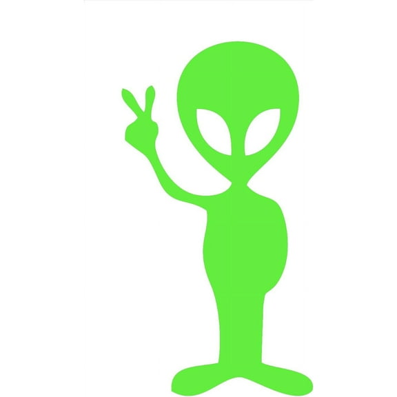 6 Pack - StickerDad Alien Peace Sign - Vinyl Decal - Size:4", Color: Lime Green - Windows, Walls, Bumpers, Laptop, Lockers, etc.