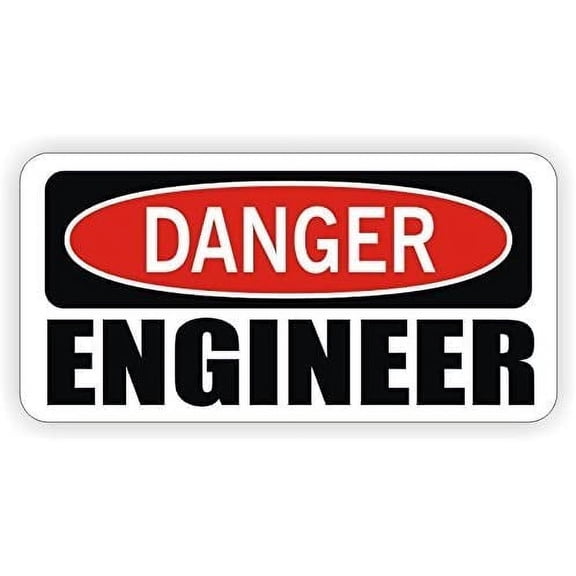 6 Pack - StickerDad Danger - Engineer vinyl Hard Hat Helmet decal - size: 2" X 1" - Hard Hat, Helmet, Windows, Walls, Bumpers, Laptop, Lockers, etc.