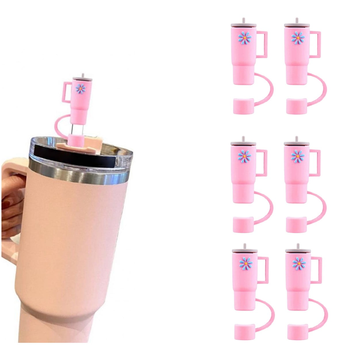 find! I found the cutest & aesthetic straw cap covers for my St, Rose Quartz Stanley Cup