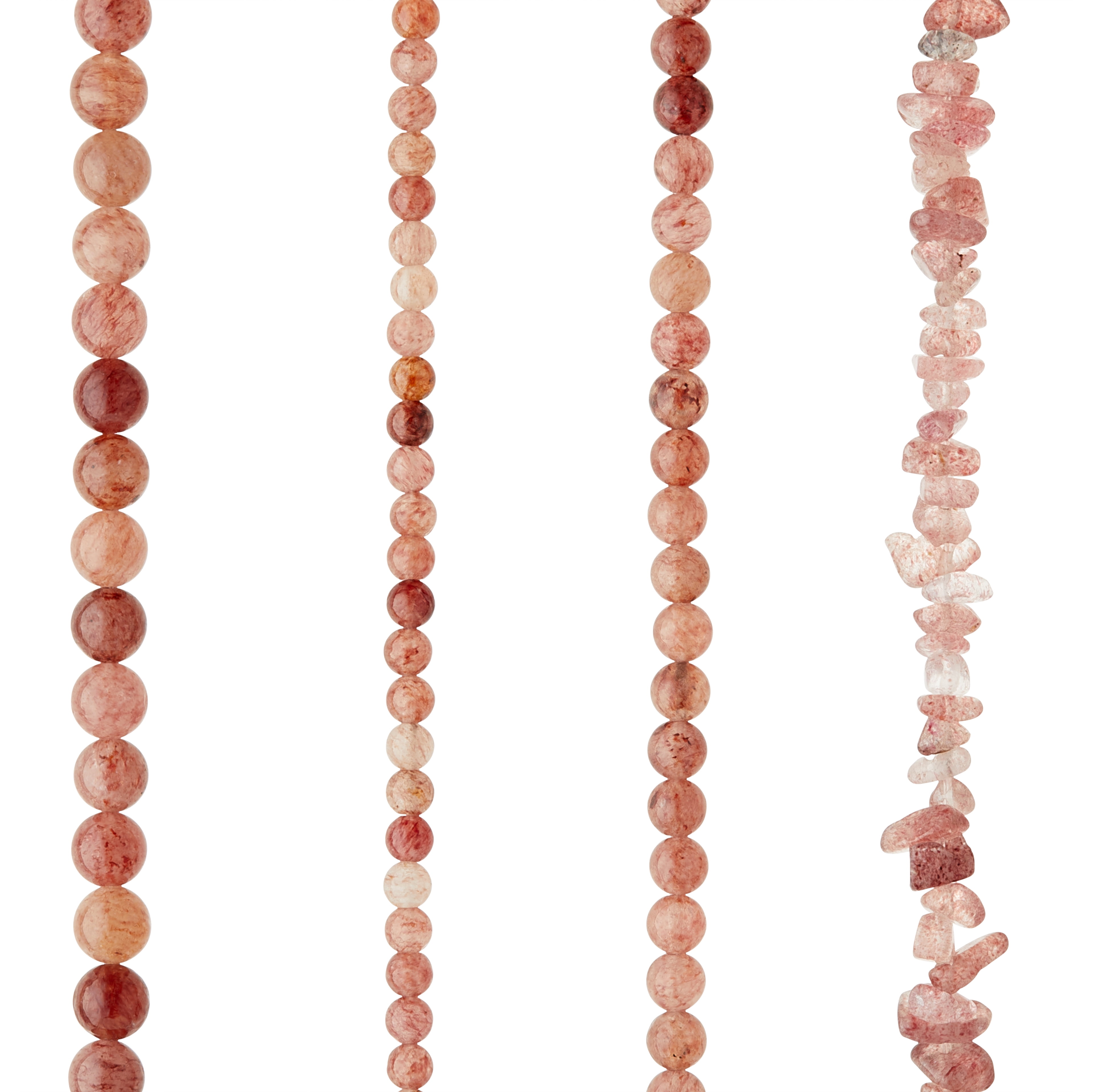 Round and Nugget Strawberry Quartz Semi-Precious Beads Value Pack