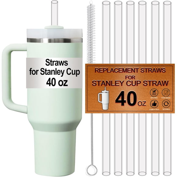 6-Pack Straws for Stanley Cup 40 OZ, Replacement Straw for Stanley 40OZ Tumbler Accessories, Reusable,Dishwasher Safe,Food Safe,BPA Free,Made of Tritan,Clear