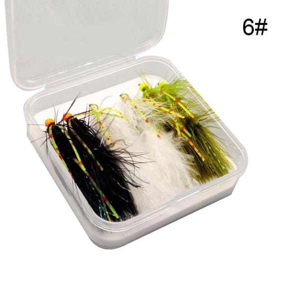 6-Pack Streamer Fly Fishing Lures with High-Carbon Steel Hooks, Weighted Bead Heads, Assorted Sizes