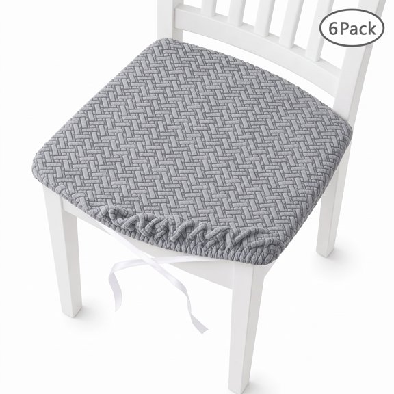 6 Pack Stretch Chair Seat Covers, Universal Thick Removable Dining Chair Seat Slipcovers, Elastic Chair Cushion Protector for Home Restaurant Use