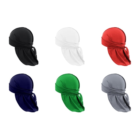 6 Pack Stretchy Durags for Waves Compression and Style (Mix)