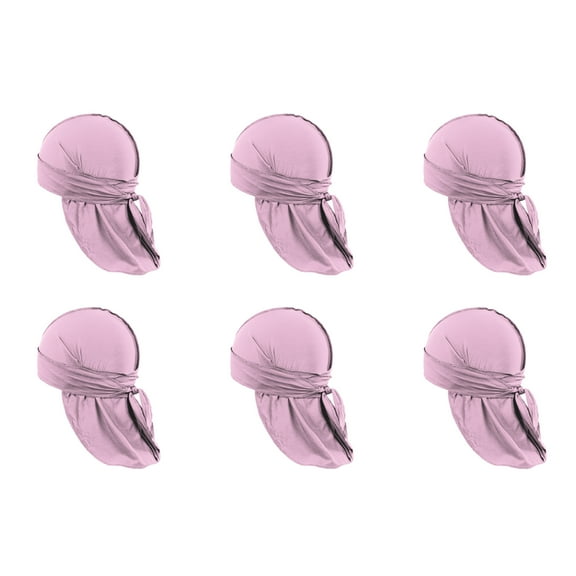 6 Pack Stretchy Durags for Waves Compression and Style (Pink)