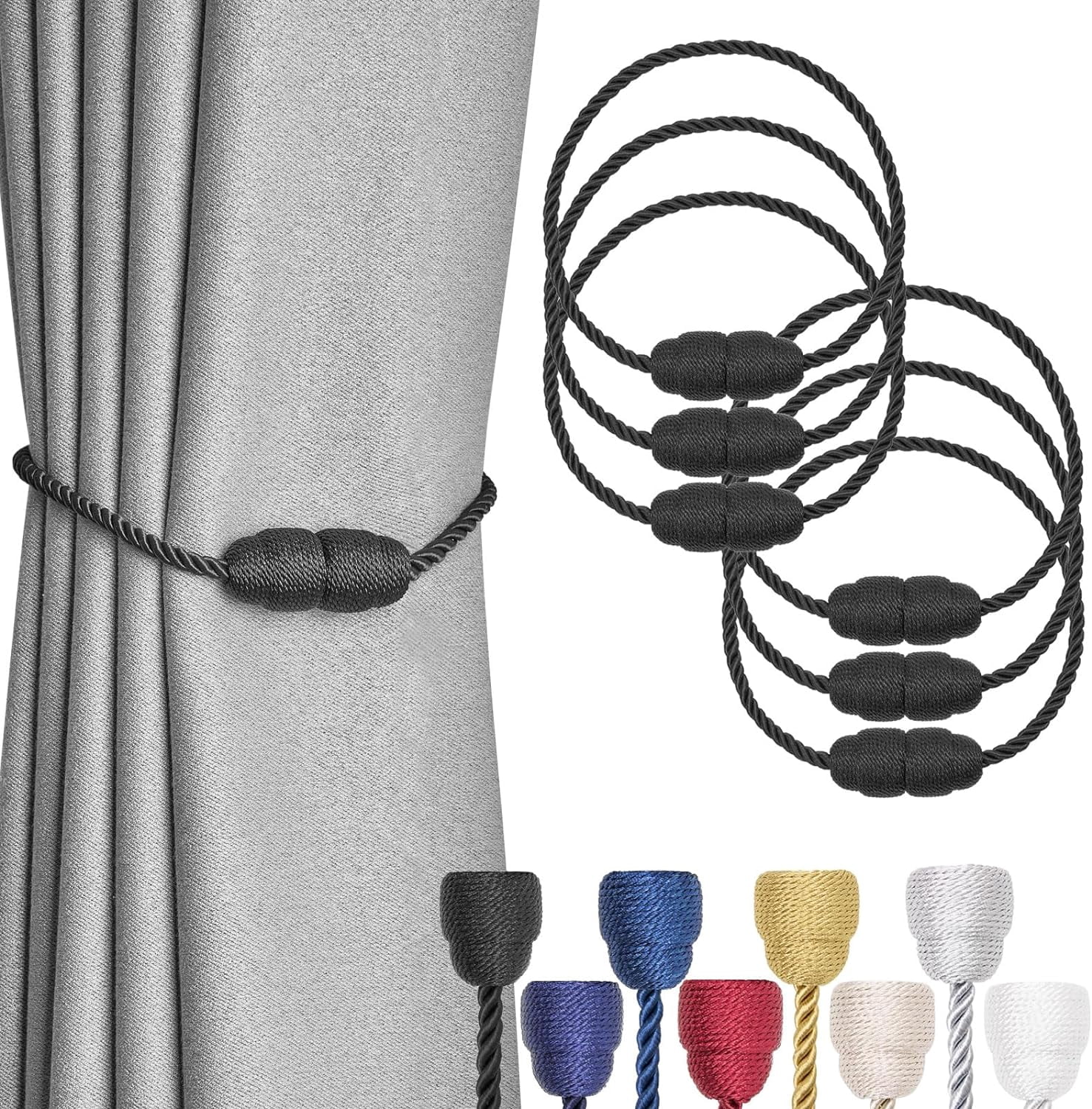 6 Pack Strong Magnetic Curtain Tiebacks Handmade Weave Side Rope ...