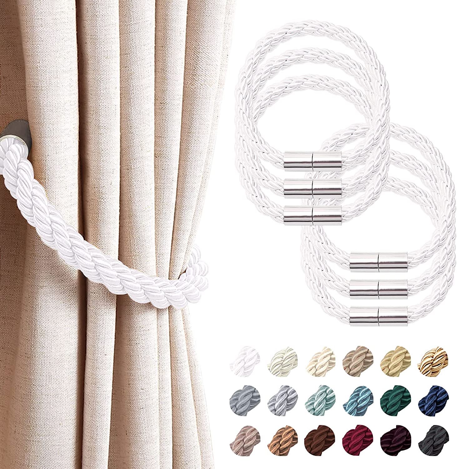 6 Pack Strong Magnetic Curtain Tiebacks Modern Simple Style Drape