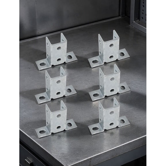 6-Pack Strut Angle Wing Brackets for 1/2" Bolt, Fits 1-5/8" , 90 Degree Wing Shape Connector, Galvanized Steel, 8-Hole L Mount Bracket for 3-Way