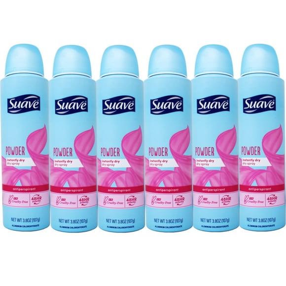 6 Pack - Suave Dry Spray Instantly Dry Powder Antiperspirant Deodorant, 3.8 oz