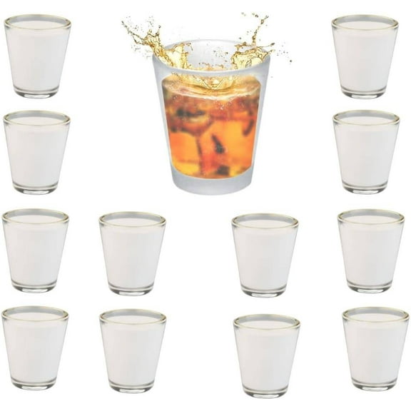6 Pack Sublimation Blanks 1.5oz Shot Glasses Cups With Golden Rim Sublimation Print Cute Shot Glass Tumbler Bulk