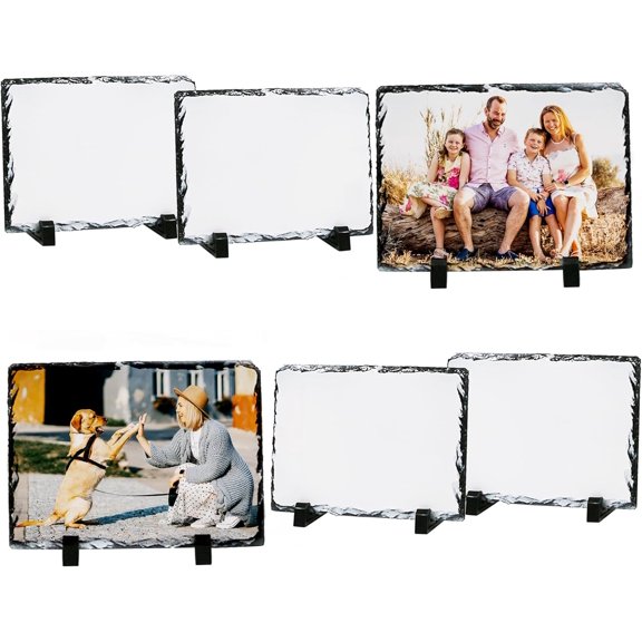 6 Pack Sublimation Slate Blanks, Stone Slate Heat Thermal Transfer Picture Frame, 5.9x7.9 Inch Rock Sheet Photo Frame with Display Holder, Decor DIY for Desktop Souvenir Custom Design (6)