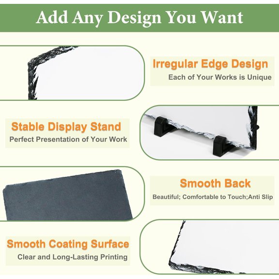 6 Pack Sublimation Slate Blanks, Stone Slate Heat Thermal Transfer Picture Frame, 5.9x7.9 Inch Rock Sheet Photo Frame with Display Holder, Decor DIY for Desktop Souvenir Custom Design (6)