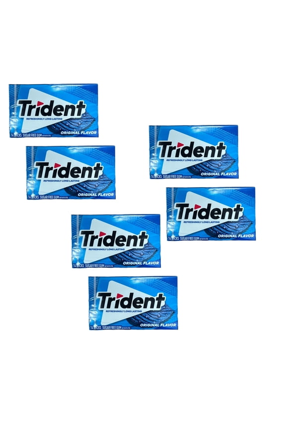 6 Pack Sugar-Free Chewing Gum | Trident Original Flavour Gum - 14 Pieces Per Pack |Buy from RADYAN