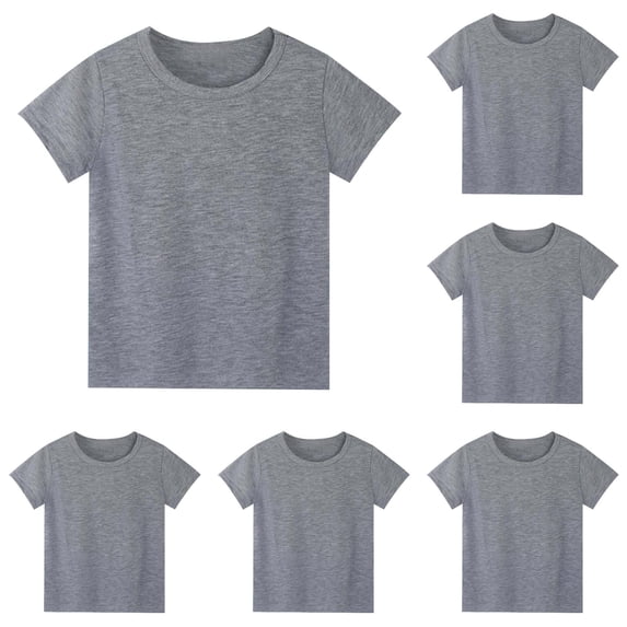 6 Pack Summer Kids Cotton T-Shirts Short Sleeve Lightweight Crew Neck Tee Basic Tops for Toddlers Boys and Girls 3T