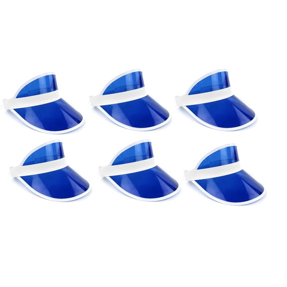 6 Pack Sun Visor Hats Women Men Clear Colorful Plastic Party Hat Adjustable UV Outdoor Sports Tennis Beach Golf Headwear Cap