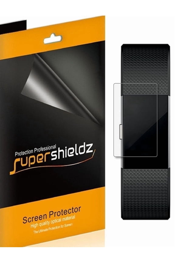 [6-Pack] Supershieldz Designed for Fitbit Charge 2 Screen Protector, [Full Screen Coverage] Anti-Bubble High Definition (HD) Clear Shield