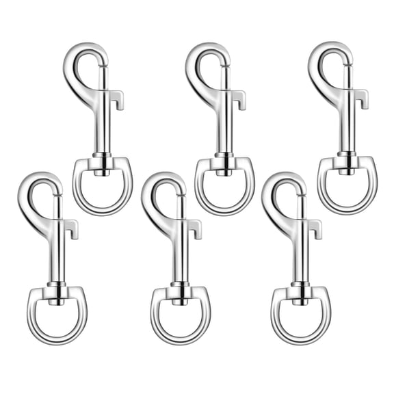 6 Pack Swivel Eye Bolt Snap Hooks for Pet Leash, Scuba Diving, Heavy Duty Clips, Dog Leash, Flag Clips - Single Ended