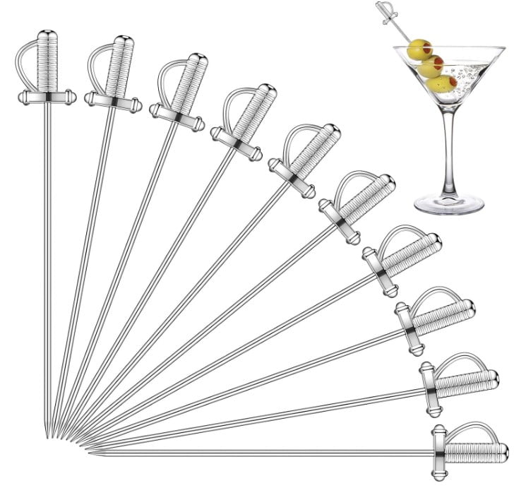 6Pack Sword Stainless Steel Cocktail Picks
