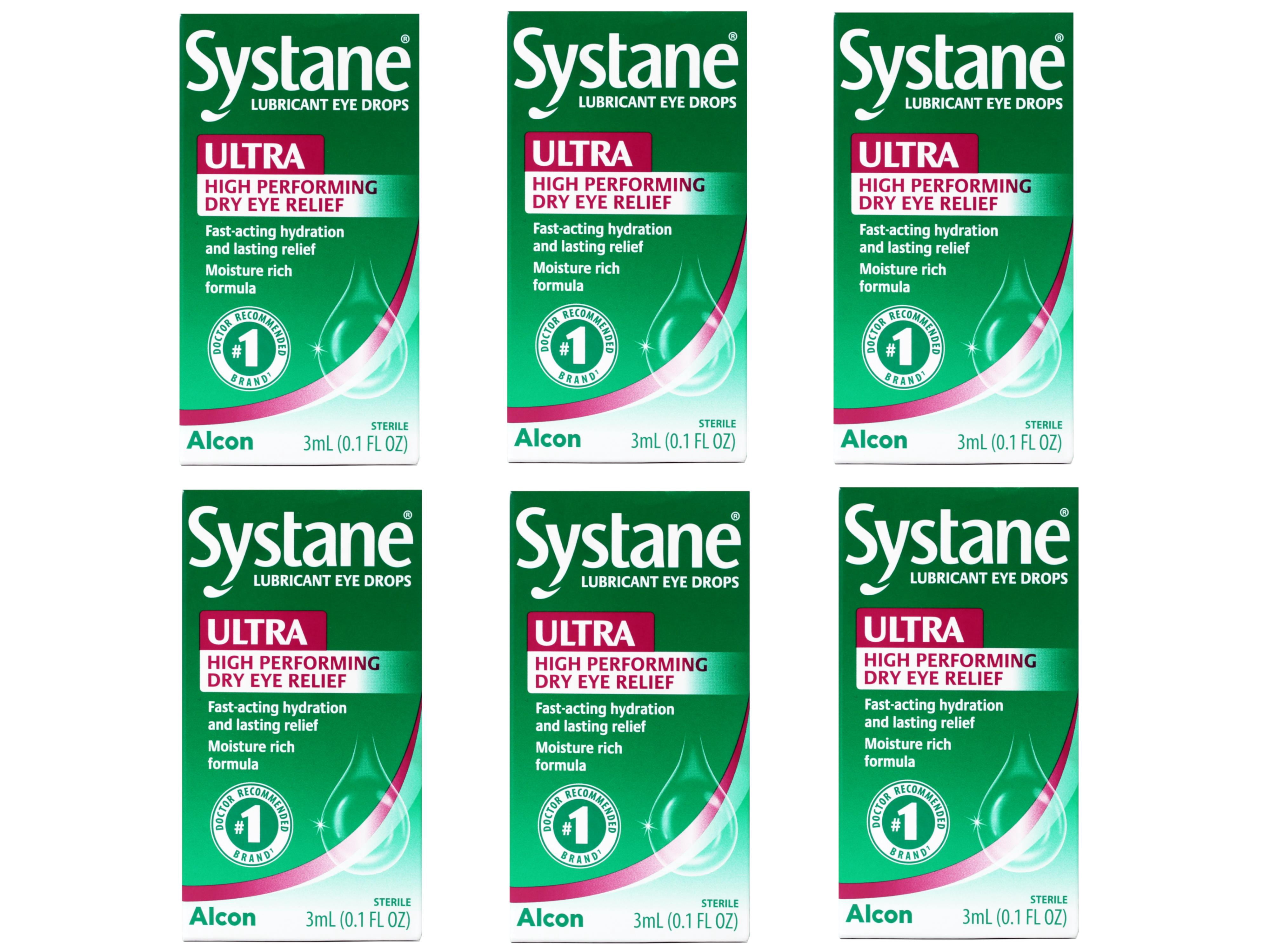 6 Pack - Systane Lubricant Eye Drops Ultra High Performing Dry Eye Relief, 3ml (0.1 fl oz)