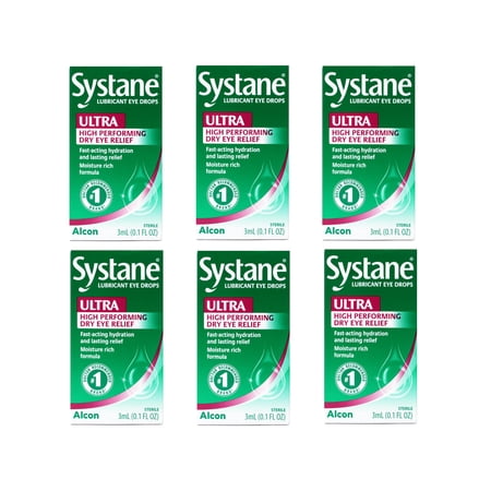 6 Pack - Systane Lubricant Eye Drops Ultra High Performing Dry Eye Relief, 3ml (0.1 fl oz)