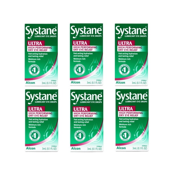 6 Pack - Systane Lubricant Eye Drops Ultra High Performing Dry Eye Relief, 3ml (0.1 fl oz)