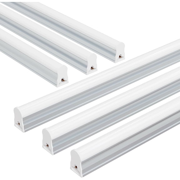 6-Pack T5 LED Shop Lights, 4FT 2000LM 6500K Super Bright White Integrated Single Fixture, 20W Linkable Utility Commercial Lighting for Gym/Garage/Ceiling/Under Cabinet, Plug & Play