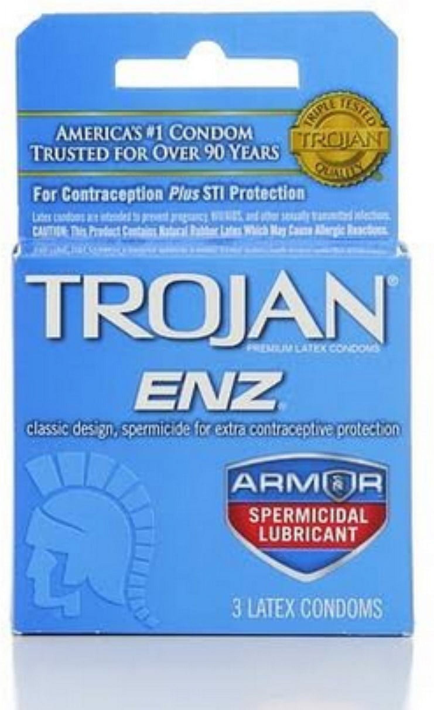 6 Pack - TROJAN Enz Condoms Spermicidal Lubricant Latex 3 Each - Walmart  Business Supplies
