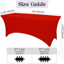6 Pack Table Cloth 8ft Red Tablecloths for Rectangle Folding Table Spandex Fitted Stretch Cover Wrinkle Resistant Washable Protector for Party, Wedding, Banquet, Festival