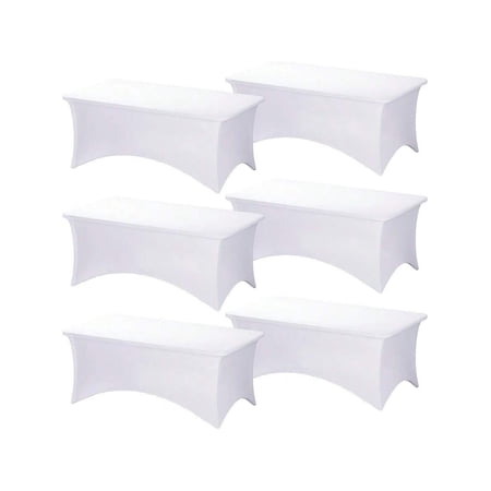 6 Pack Table Cloth Rec Table 6FT Table Cover White Table Cloth Rec Fitted Rectangular Stretch Tablecloth Washable Patio Table Cover White 72L X 30W X 30H Inch