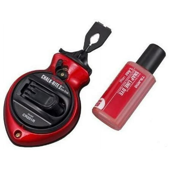 6 Pack Tajima CR201R-PR Red Chalk-Rite II GearDrive Extra Bold Fast-Wind Chalk Snap-Line with Dark Red Snap Line Dye