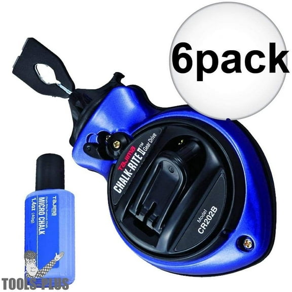 Tajima Tool Chalk-Rite II Snap-Line CR202B-P - Ultra Thin, Blue, 6 Pack, Blue Micro Chalk