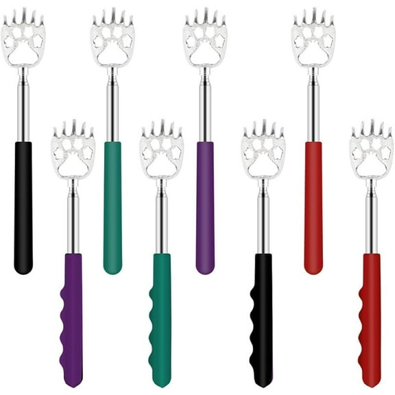 6 Pack Telescoping Back Scratcher - Bear Claw Back Scratchers - Portable Extendable Backscratcher with Rubber Handles in Black, Blue, Green, Purple, Red, Pink Color