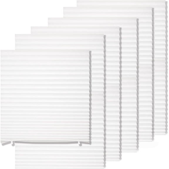 6 Pack Temporary Light Filtering Paper Shades for Windows,Paper Pleated Blinds with Adhesive,No Tools No Drilling Free Cut Size Room Darkening Shades(White, 36" W x 72" H)