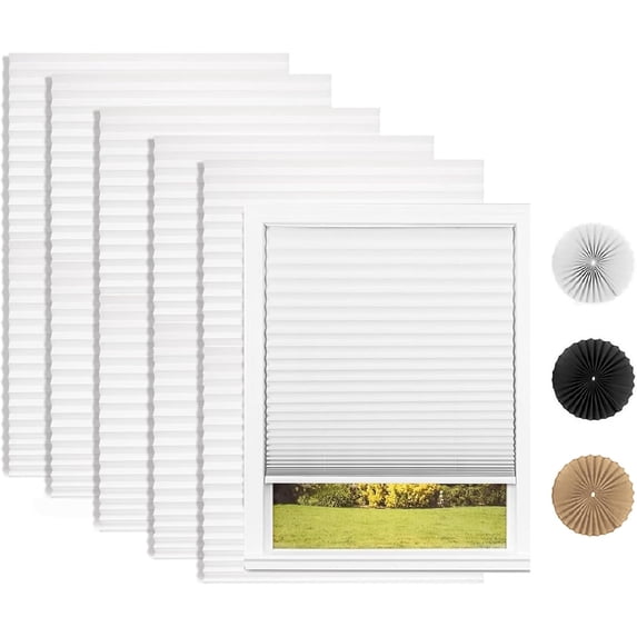 6 Pack Temporary Shades, Pleated Paper Blinds for Indoor Windows Cut to ...