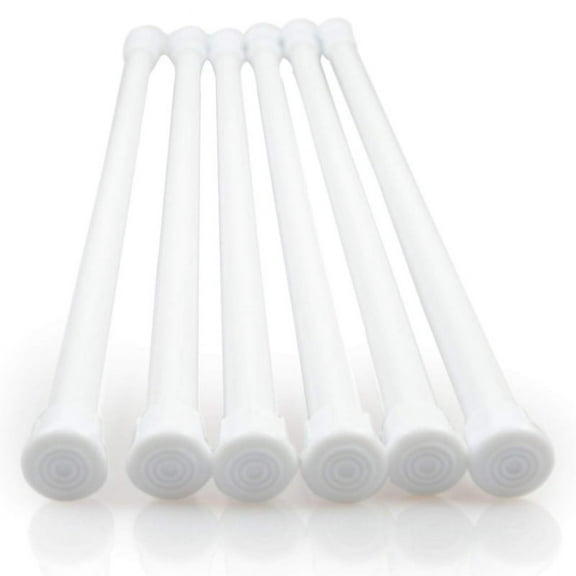 6 Pack Tension Rods, Adjustable Spring Steel Cupboard Bars Rod Curtain RodsWhite