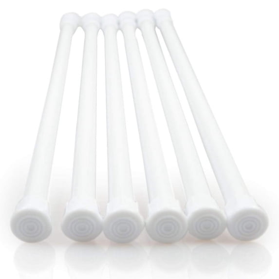 6 Pack Tension Rods, Adjustable Spring Steel Cupboard Bars Rod Curtain RodsWhite