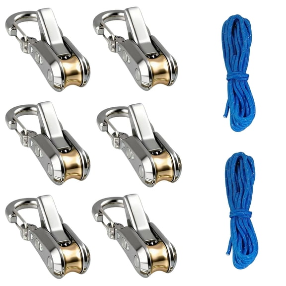 6 Pack Tent Guyline Tensioner Kit, Auto-Lock Pulley Rope Adjusters with 2 Pcs 300cm Reflective Blue Cords Windproof Rustproof for Camping Hiking Backpacking Tarps Canopy Shelter