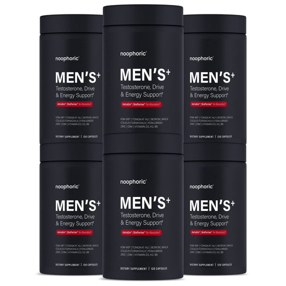 Noophoric Testosterone Booster for Men with KSM-66 Ashwagandha, Tongkat Ali & Boron, 720 Capsules (6 pack)