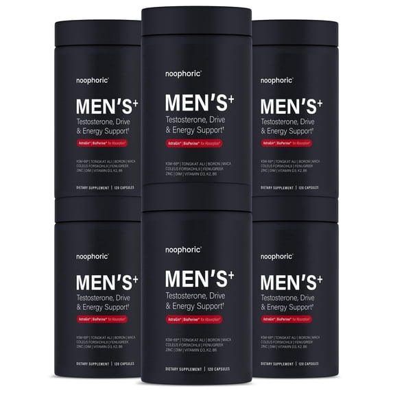 Noophoric Testosterone Booster for Men with KSM-66® Ashwagandha, Tongkat Ali & Boron, 720 Capsules (6 pack)