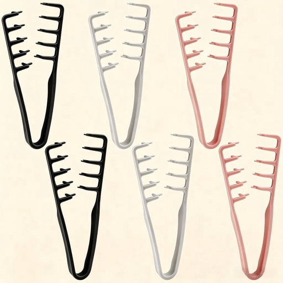 6-Pack Texturizing Hair Combs Wide-Tooth Volumizing Styling Tools for Root Lifting, Bangs Grooming, and Everyday Detangling for All Hair Types