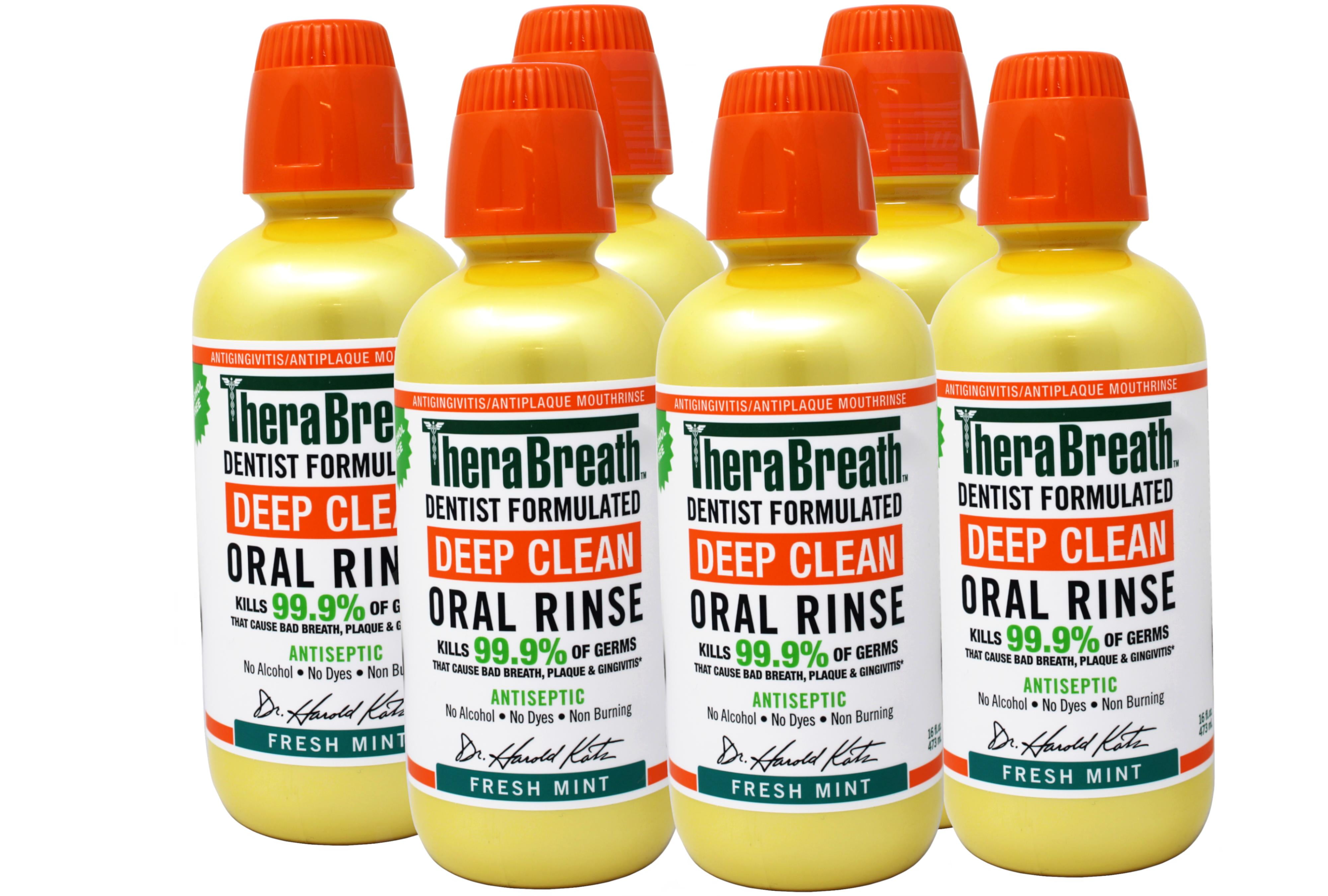 6 Pack - TheraBreath Deep Clean Mouthwash, Alcohol Free, Fresh Mint, 16 fl oz