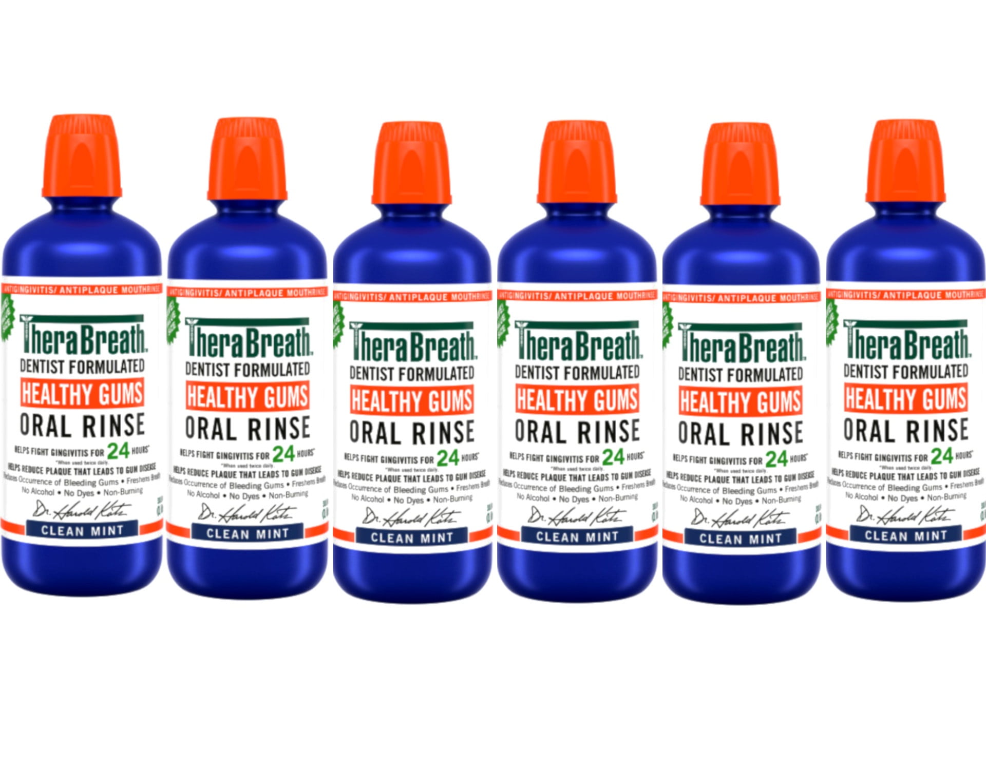 6 Pack - TheraBreath Healthy Gums Mouthwash, Clean Mint, Antigingivitis, 1 Liter (33.8 fl oz)