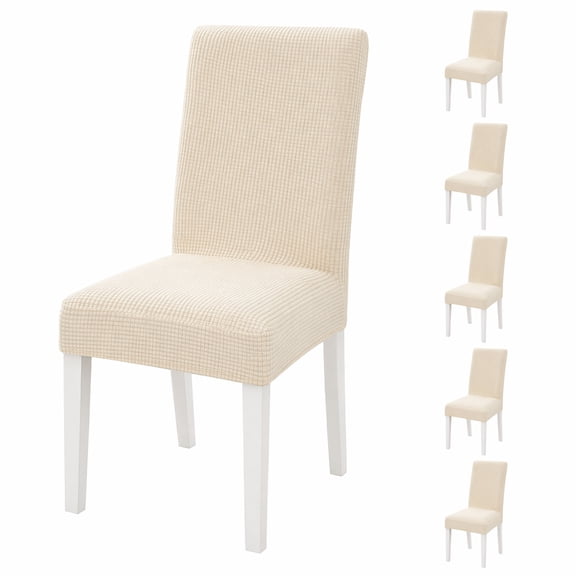 6 Pack Thick Fleece Stretch Dining Chair Covers, Universal One Piece Fitted Chair Slipcovers, Elastic Chair Protector for Home Hotel Restaurant Use